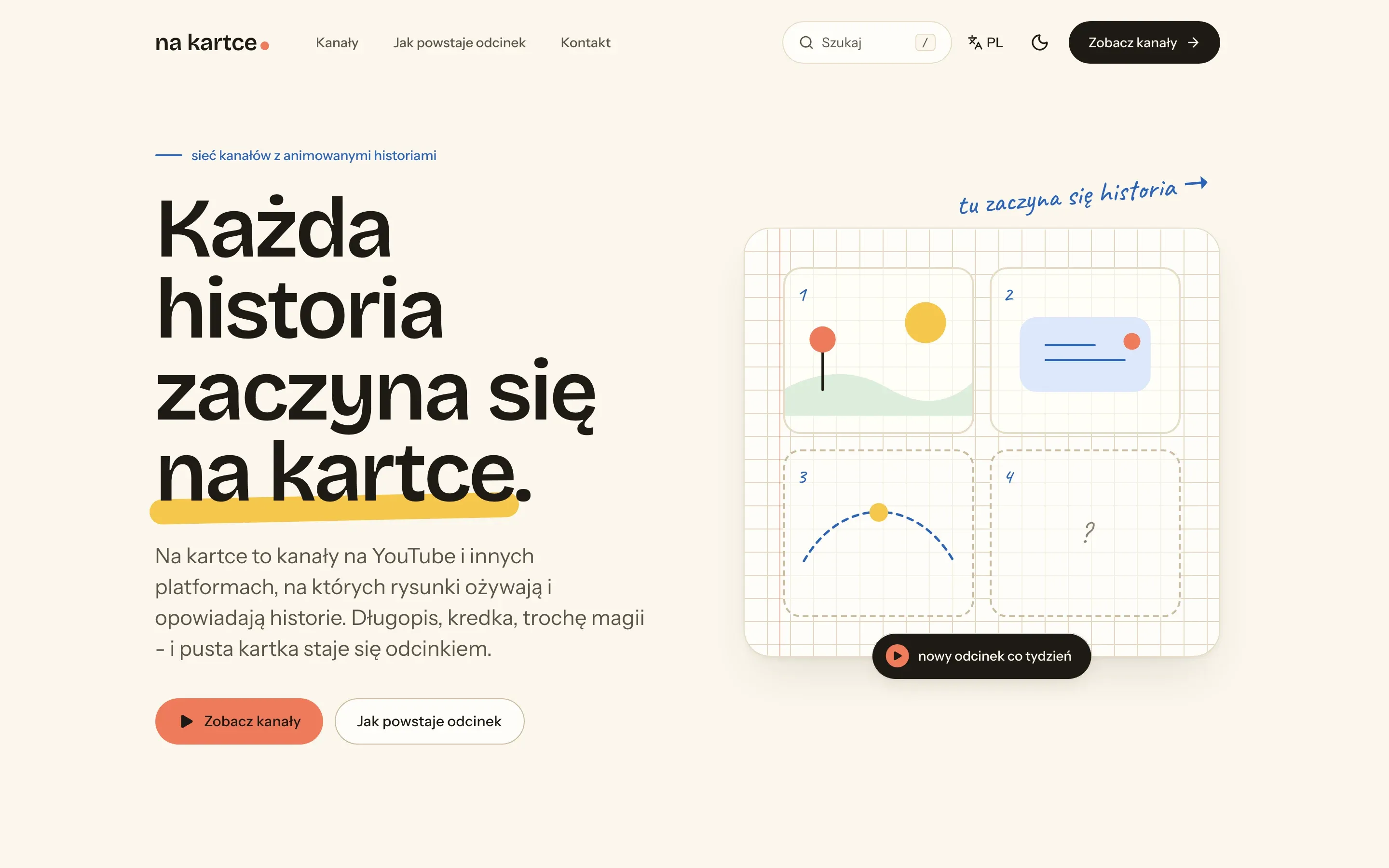 The nakartce.pl home page on a desktop screen